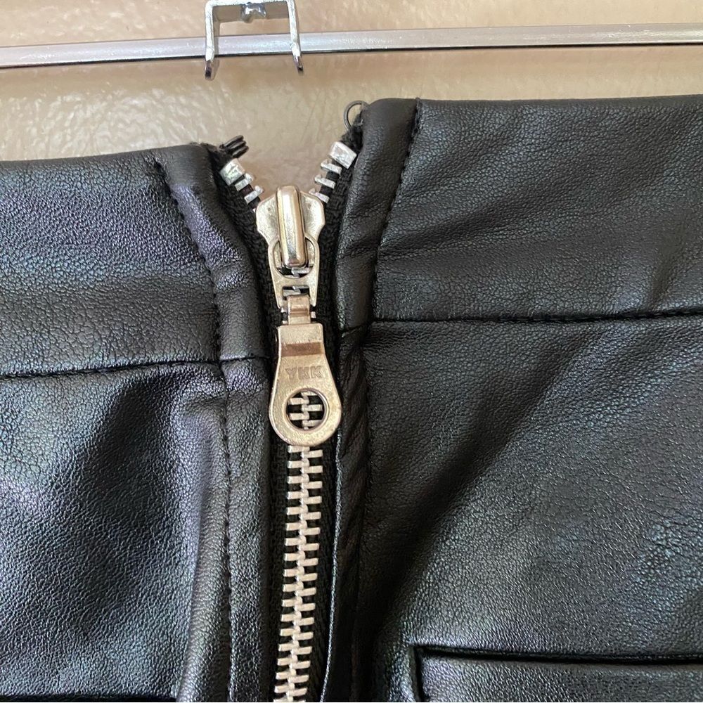Miaou Jet Pant black faux leather stitched straight leg zippers FWRD $395 S - Picture 10 of 14